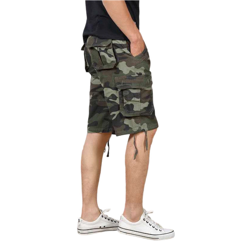Cargoshorts voor heren van katoenmix met camouflageprint