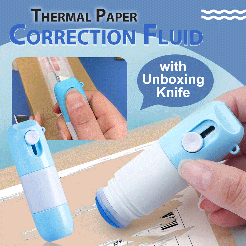 2-in-1 Thermal Paper Privacy Correction Fluid with Box Cutter | Information Blotting Security Tool