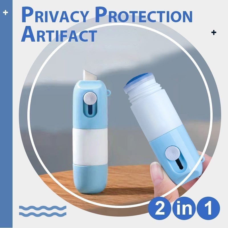 2-in-1 Thermal Paper Privacy Correction Fluid with Box Cutter | Information Blotting Security Tool