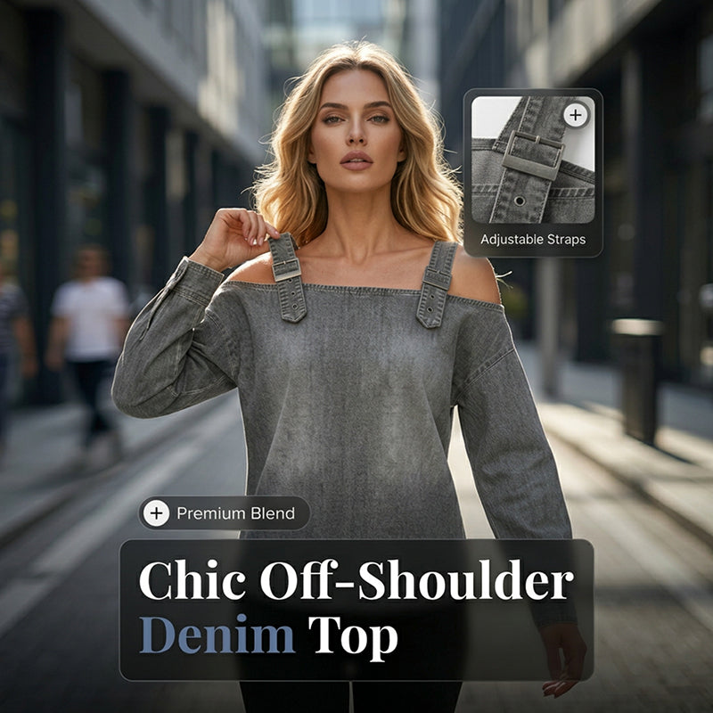 Women's Fashion Wide Strap Denim Top