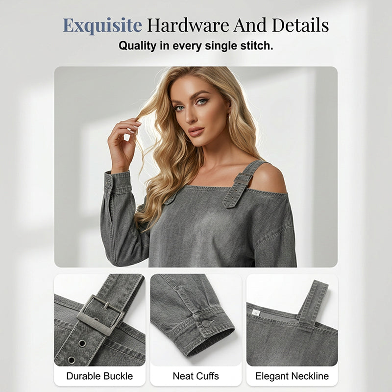 Women's Fashion Wide Strap Denim Top