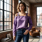 Women's Fashion Wide Strap Denim Top