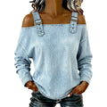 Women's Fashion Wide Strap Denim Top