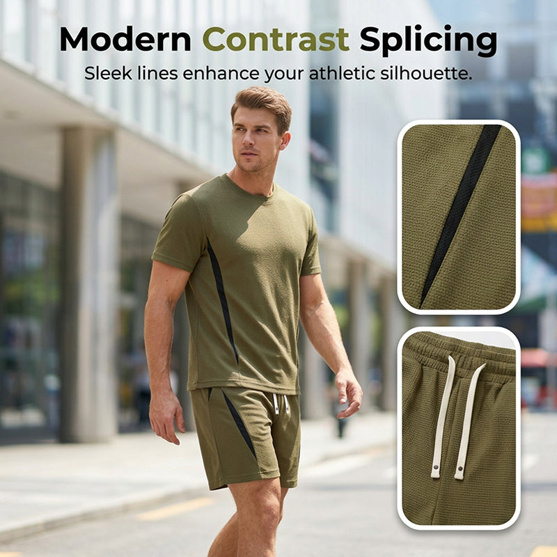 Men's Waffle Knit T-Shirt & Shorts Set