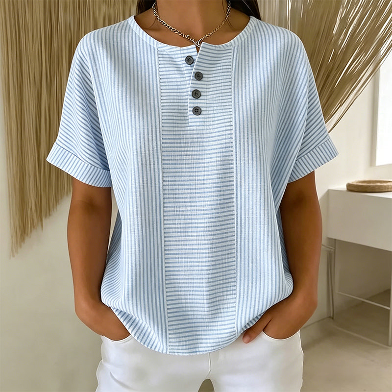 Lässiges Damen-Henley-Shirt mit Streifen