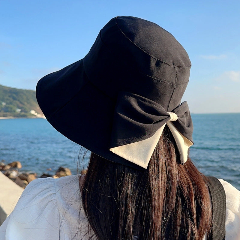 Summer Women's Bowknot Wide Brim Sun Protective Hat