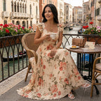 Elegantes plissiertes Maxikleid mit Blumenmuster