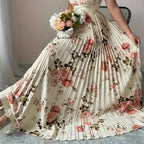 Elegantes plissiertes Maxikleid mit Blumenmuster