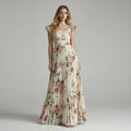 Elegantes plissiertes Maxikleid mit Blumenmuster
