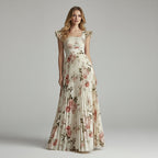 Elegantes plissiertes Maxikleid mit Blumenmuster