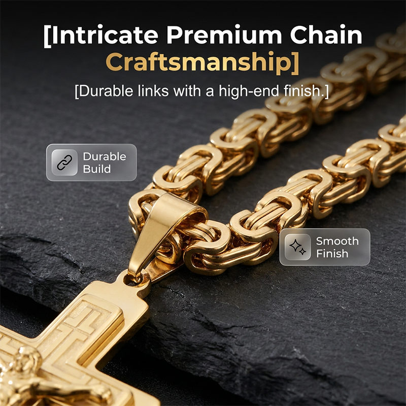 Men's Vintage Chain Necklace with Cross Pendant