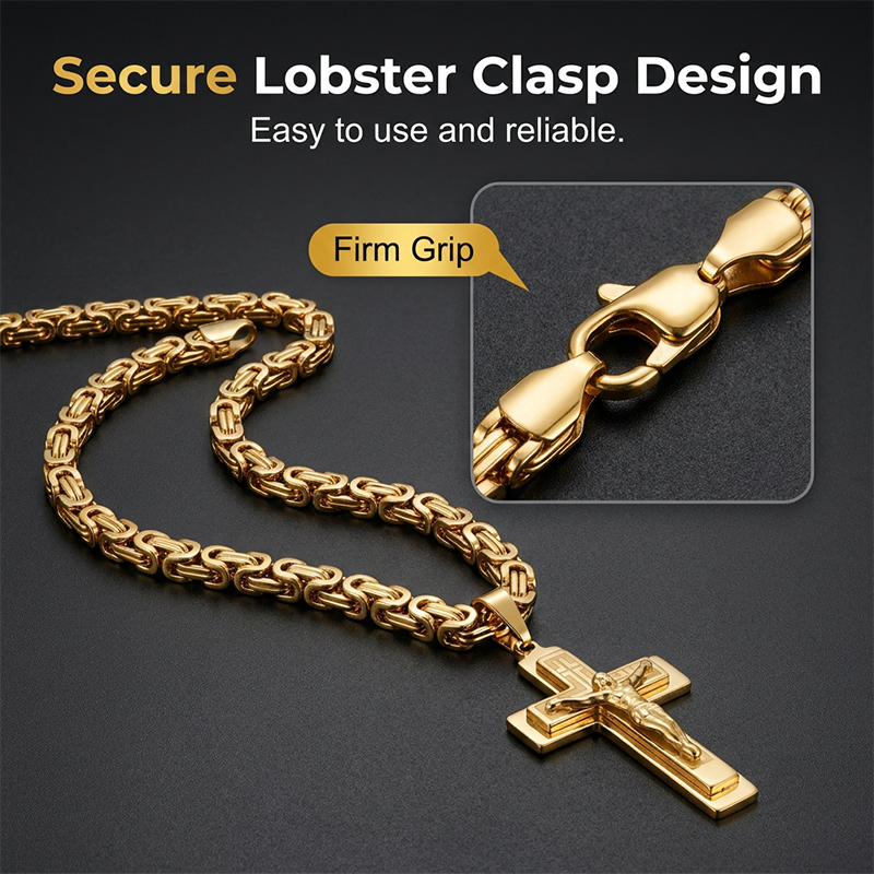 Men's Vintage Chain Necklace with Cross Pendant