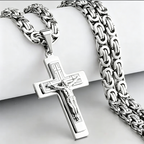 Men's Vintage Chain Necklace with Cross Pendant