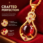 Elegante ketting met vierbladige klaver en druppelhanger