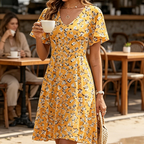 Women Floral Print V-Neck Dress