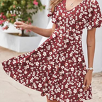 Women Floral Print V-Neck Dress