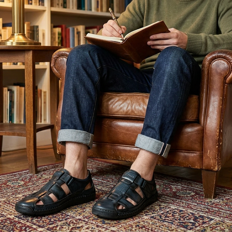 SpecialMen's Closed-Toe Beach Sandals ¨C Breathable, Cushioned, Hook-and-Loop