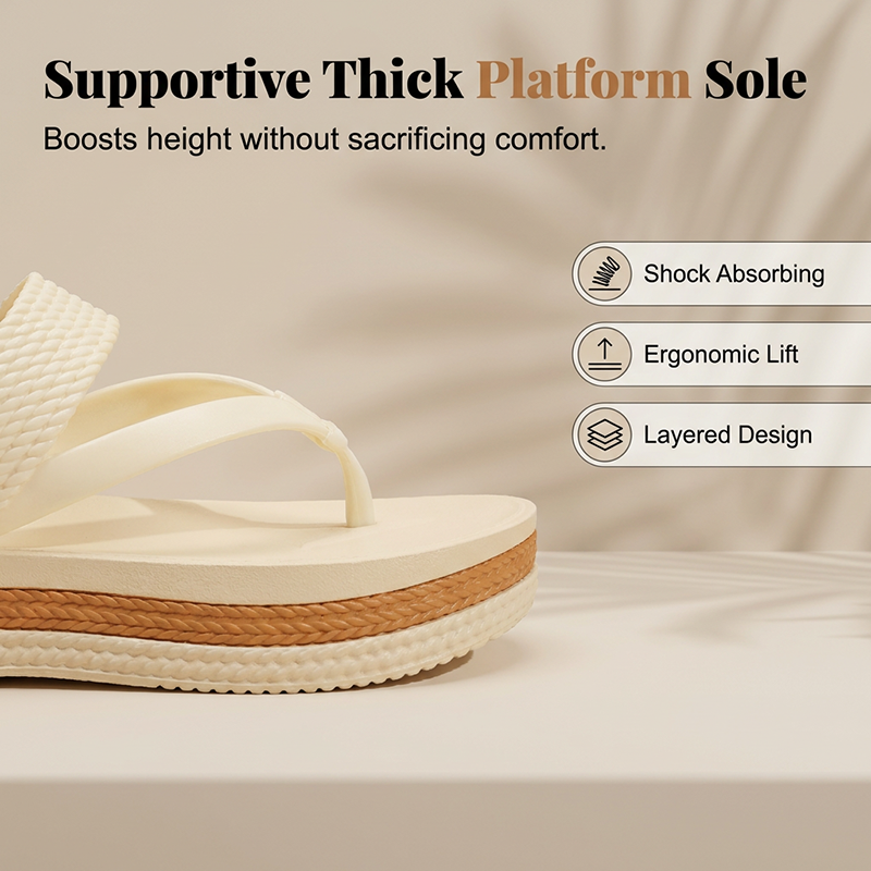 Damen-Flip-Flops mit geflochtenen Riemen und Plateau