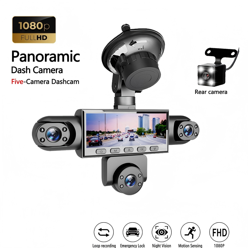 5-Camera Panoramic Dash Cam ¨C Full View No Blind Spots