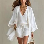 Women's Casual 3-Piece Lounge Set with Cardigan