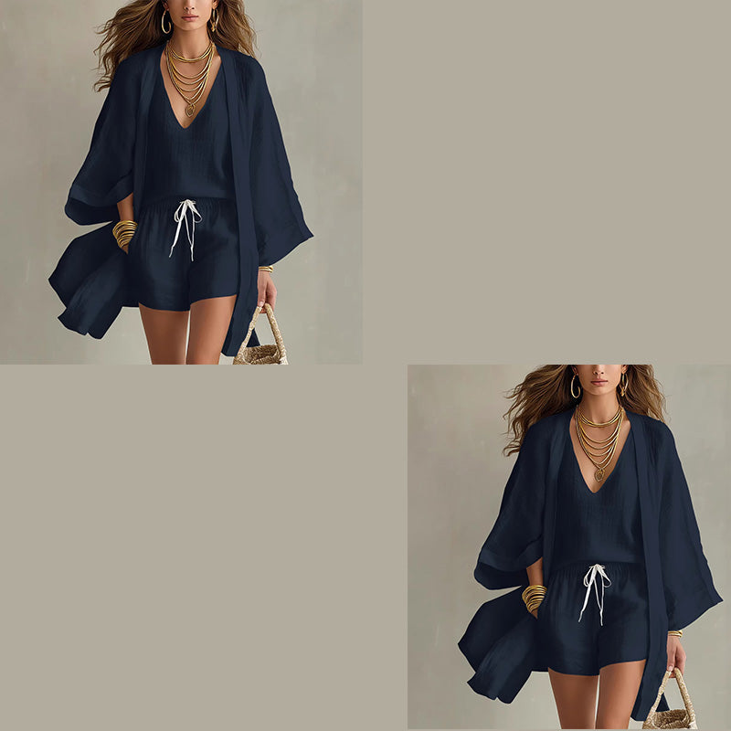 Women's Casual 3-Piece Lounge Set with Cardigan