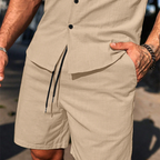 Casual set voor heren met shirt met korte mouwen en shorts