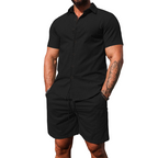Casual set voor heren met shirt met korte mouwen en shorts