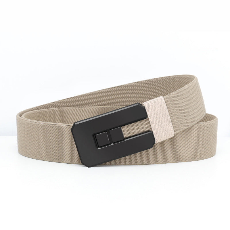 New Arrival Men Push-Pull Automatic Buckle Casual Polyester Belt