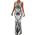 Klassieke maxi-jurk voor dames met bloemenprint