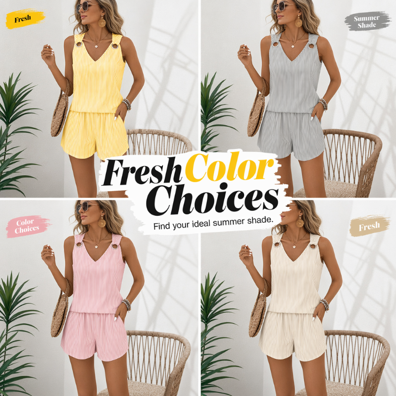 Gestreepte mouwloze zomerset voor dames