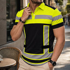 Goed zichtbaar reflecterend shirt met korte mouwen voor heren ¨C neonblokken en atletische pasvorm