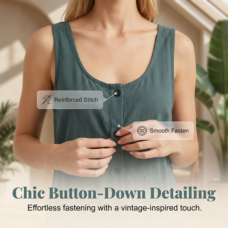 Women's Casual Sleeveless Jumpsuit with Pockets