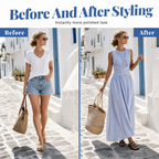 Women Casual Striped Maxi Dress Sleeveless