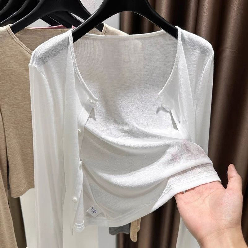 Women Thin Cropped Cardigan Button Front Summer Shawl for Slip Dress