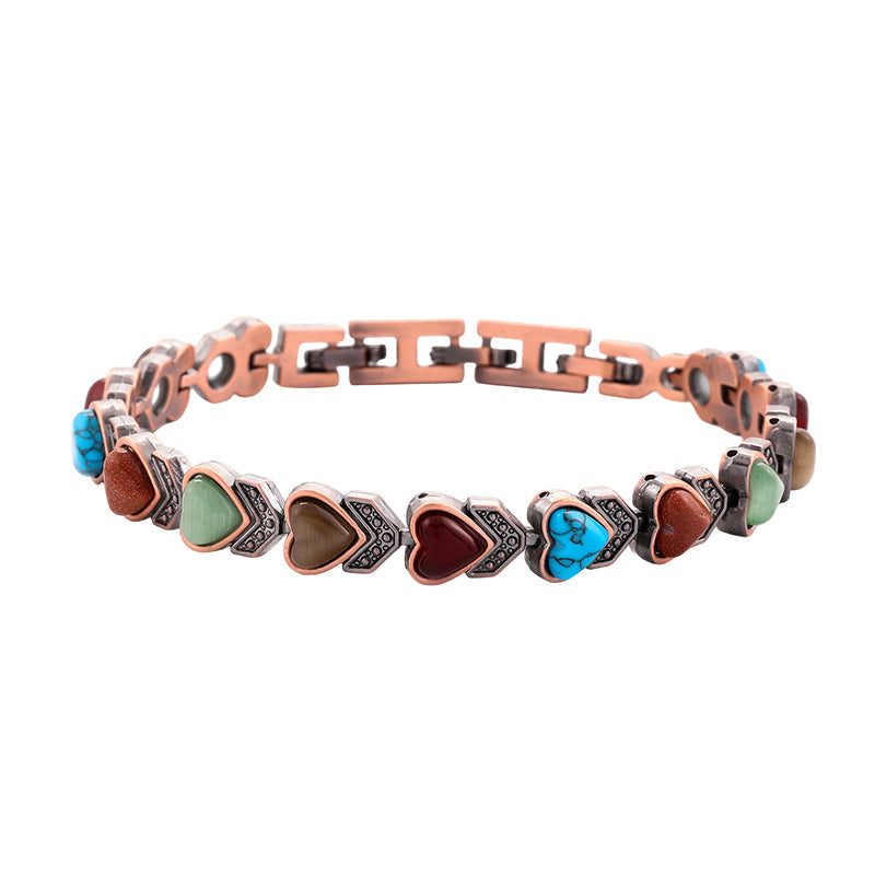 Armband met magnetische steen en antiek-koperkleurige afwerking