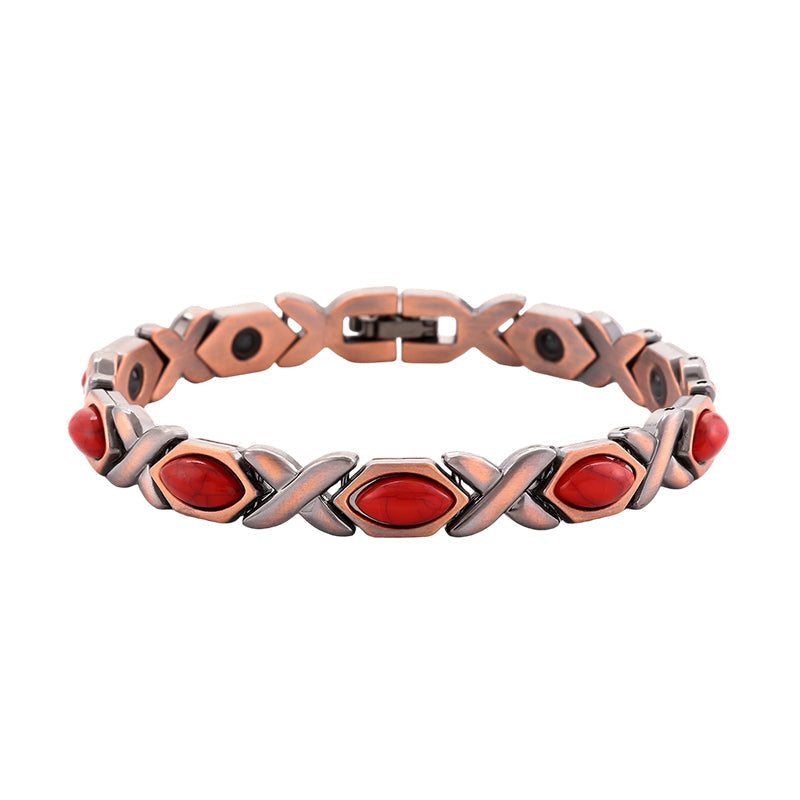 Armband met magnetische steen en antiek-koperkleurige afwerking