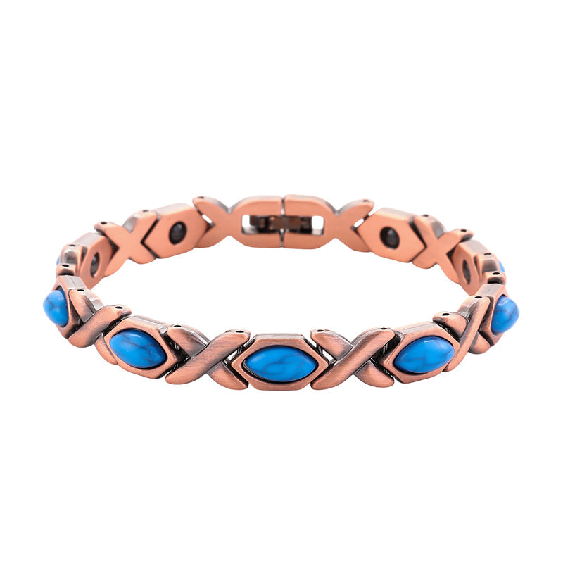 Armband met magnetische steen en antiek-koperkleurige afwerking