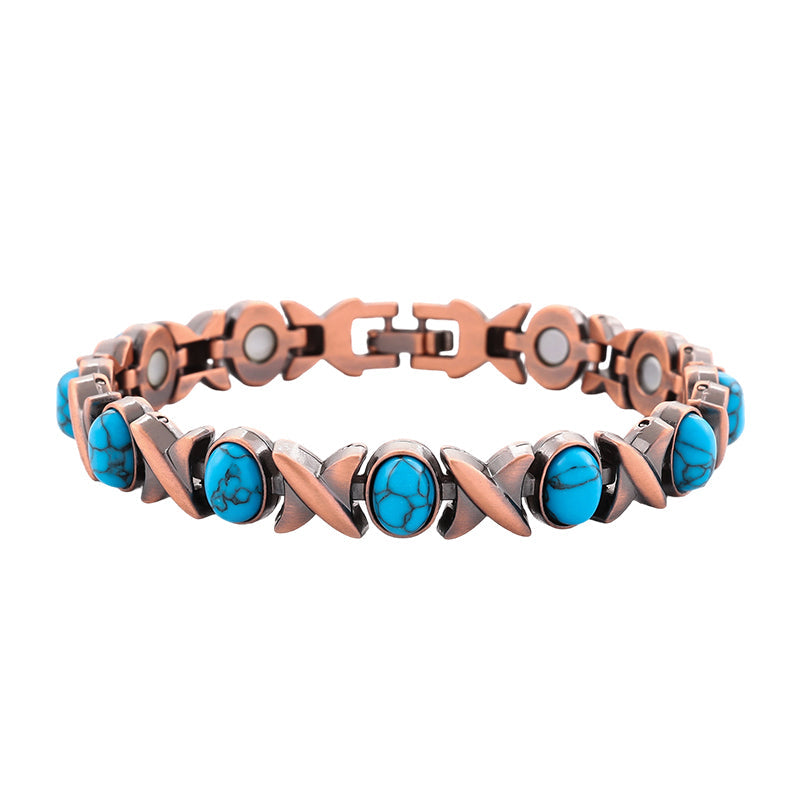 Armband met magnetische steen en antiek-koperkleurige afwerking
