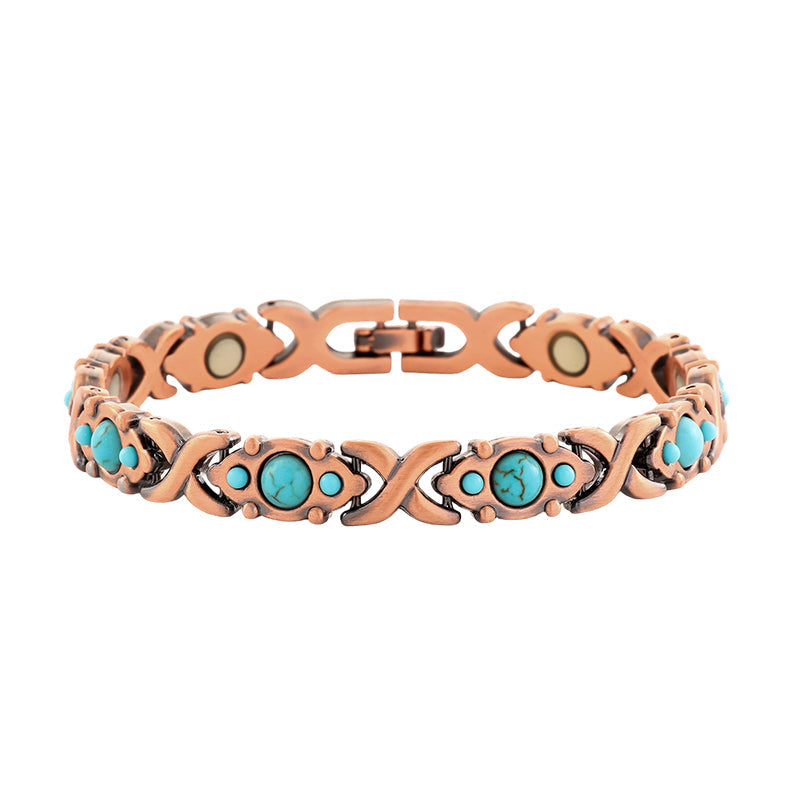 Armband met magnetische steen en antiek-koperkleurige afwerking