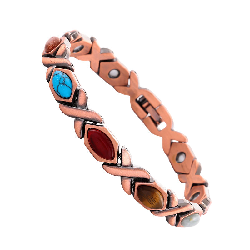Armband met magnetische steen en antiek-koperkleurige afwerking