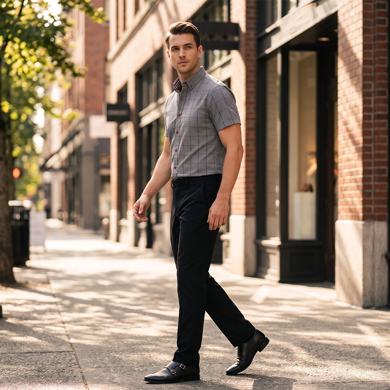 New Arrival Pro-Favorite Men's Casual Short Sleeve Plaid Shirt