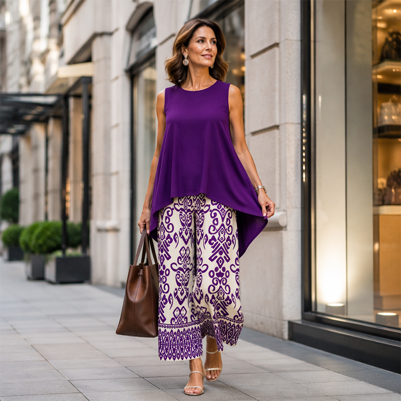 Women¡¯s Casual Sleeveless Top & Wide-Leg Pants Set