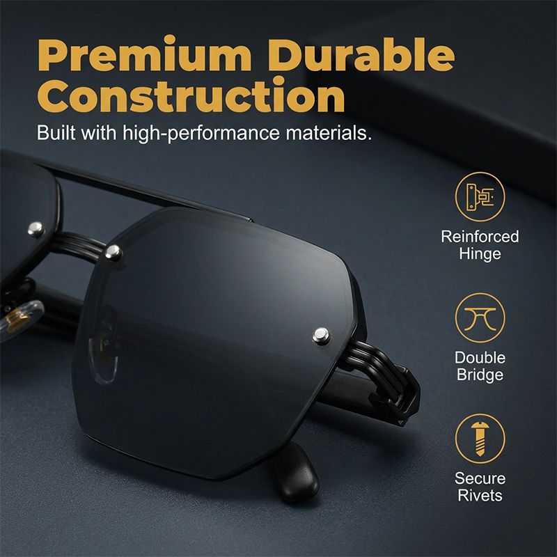 Pro-Favorite Men's Stylish Geometric Polygon Sunglasses ¨C Metal & PC Frame ¨C UV400 Protection