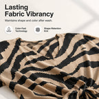 Damen-T-Shirt mit V-Ausschnitt, Bindeband vorne und Zebraprint
