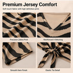 Damen-T-Shirt mit V-Ausschnitt, Bindeband vorne und Zebraprint