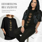 Women's Heart Print Short Sleeve T-Shirt ¨C Loose Fit