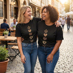 Women's Heart Print Short Sleeve T-Shirt ¨C Loose Fit