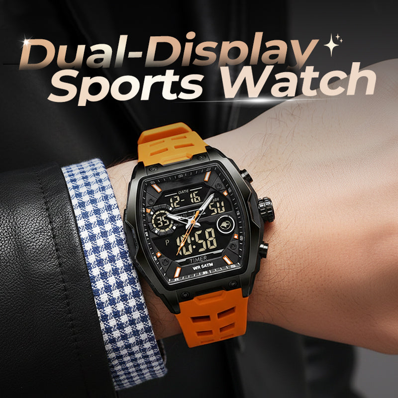 Men's Dual Display Sports Watch with Luminous Dial