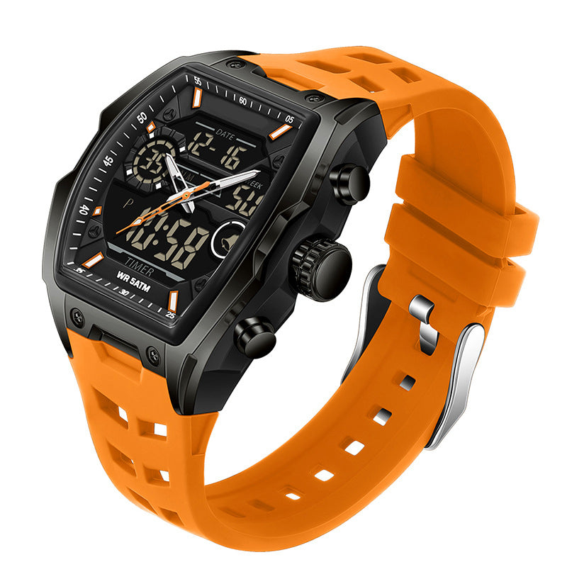 Men's Dual Display Sports Watch with Luminous Dial