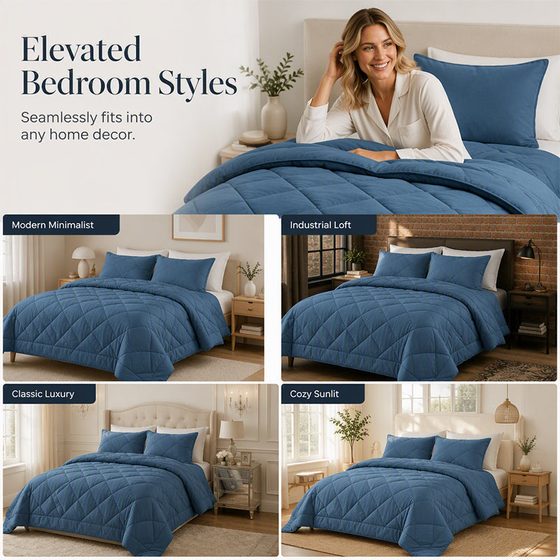Quilted Microfiber Duvet Set | Evenly Distributed Filling